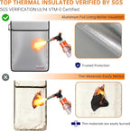 DocSafe Fireproof Document Bag (5200℉) with Fireproof Organizer Travel Case,Heat Insulated Fire＆Water Resistant 8 Layers Safe Money Bag Storage for Important Documents,Cash,Power Bank,Valuables,Gray