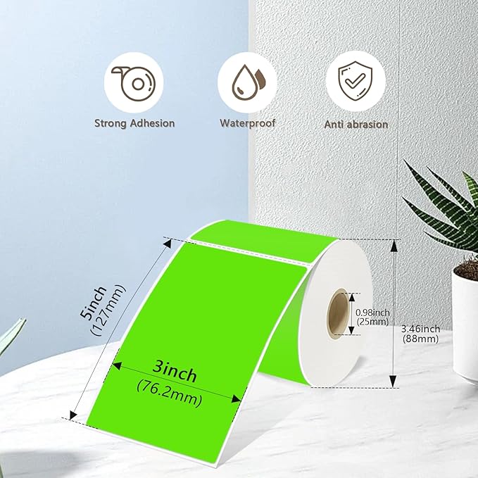 3x5 Inch Thermal Label Stickers,300Pcs Waterproof Rectangle Labels for Storage Bins,Moving Boxes,Address & Inventory Organization,Small Business Labeling,Light Green