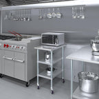 AmGood Stainless Steel Work Table with 2 Shelves and Casters | Metal Utility Table On Wheels (Stainless Steel Work Table with 2 Shelves + Casters, 18" Long x 30" Deep)