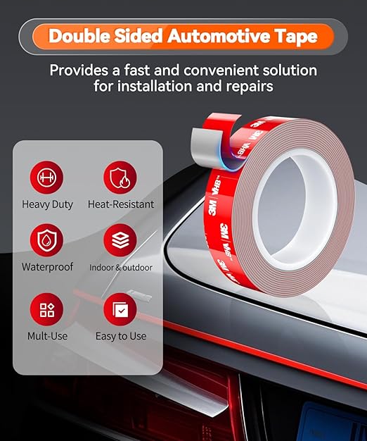Double Sided Tape Heavy Duty Made of 3M VHB, 30FT Outdoor Heat Resistant Automotive Waterproof Mounting Tape, 0.6In Width Super Strong Adhesion Foam Tape