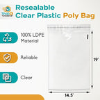 Shop4Mailers 14.5 x 19 Clear Plastic Poly Bags 1.5 Mil Self Seal Packaging for Apparel, Jewelry, Documents, Prints, Gifts, Storage – Resealable (500 Pack)
