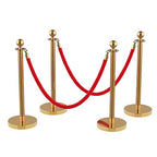 4Pcs Stainless Steel Stanchion Posts with 5ft Red Velvet Ropes - Crowd Control Barriers & Queue Line Kit with 26ft Red Carpet for Wedding, Party, Theater Supplies