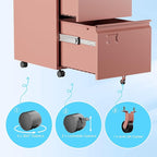 Aobabo 2 Drawer File Cabinet with Wheels, Lockable Metal Filing Cabinet with Business Card Slot for Legal/Letter Size for Home Office, Required Assembled,Pink