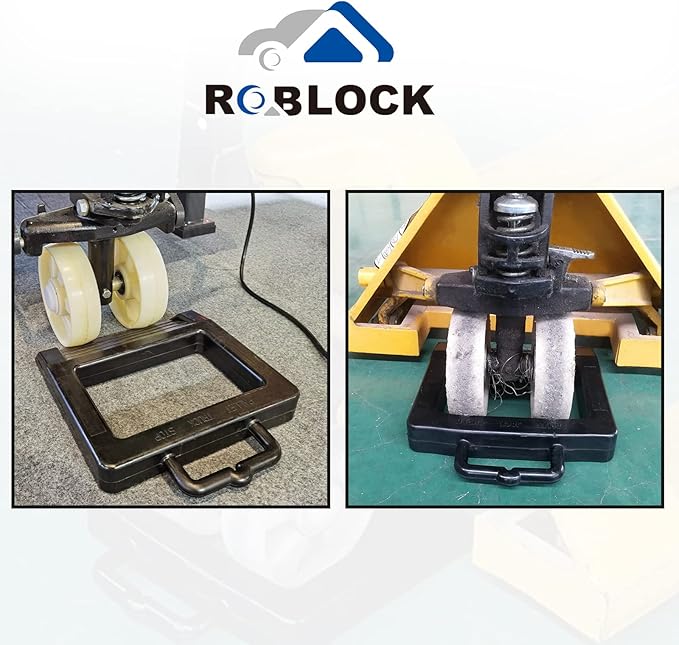 ROBLOCK Rubber Pallet Jack Chock Heavy Duty Wheel Chock, Pallet Jack Stopper for Truck 14.2" Length x 11.2" Width x 2" Height (1 Pack, Black)