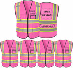 Safety Vest Reflective High Visibility with 5 Pockets ＆Zipper Class 2 Adult Unisex Construction Security Workwear