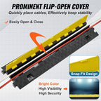 VEVOR Cable Protector Ramp, 2 Channel, 22000 lbs/axle Capacity Heavy Duty TPU Wire Cord Cover Ramp Hose Protector Driveway, Traffic Speed Bump w/TPR Flip-Open Top Cover, for Indoor & Outdoor