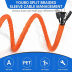 Split Braided Cable Sleeve，Flexible Wire Loom Tubing, Automotive Cord Protector Pet Proof, Cable Management for Computer TV Electric Wires Harness 16ft (Orange, 16mm（5/8")