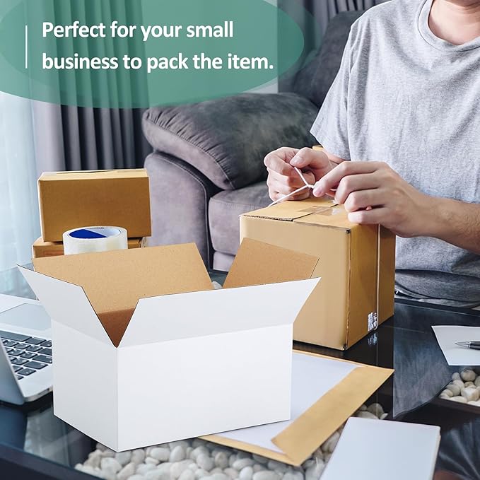 Eupako 30 Pack Small Shipping Boxes Assorted Sizes, White Corrugated Box Mailers, 9x6x4 & 10x7x5 & 11x6x6, 10 PCS Each, Cardboard Boxes for Packaging Small Business, Mailing