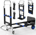 3 in 1 Convertible Hand Truck Dolly Cart with Wheels Collapsible/Folding handtruck Dolly / 2 Straps/Adjustable Height/for Luggages/Cartons/Warehouse/Supermarket/Office / 500 Lbs Load