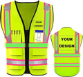 YOWESHOP High Reflective Visibility Safety Vest Custom Your Logo Safety Workwear with Reflective Strips and Pockets