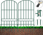Adavin Animal Barrier Garden Fence,15 Pack Green 12''L x 25" H no dig Fence, Underground dig Protection for Dog Rabbits Rustproof Metal Wire Panel Border, 15 ft Ground Stakes for Outdoor Patio