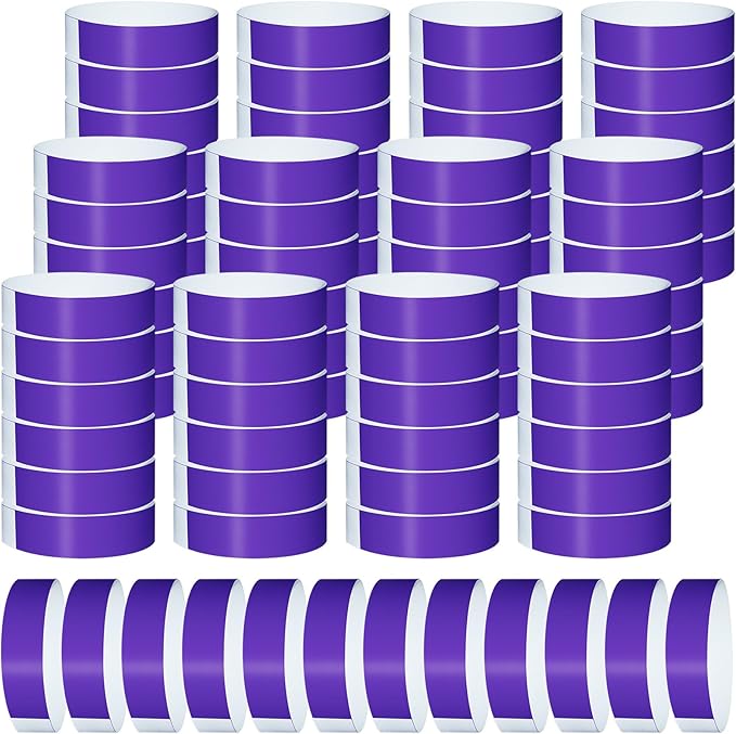 1200 Pcs Plastic Paper Wristbands for Events Neon Color Wrist Bands Concert Identification Wristbands Paper Bracelets Wristbands Party Hand Bands (Purple)