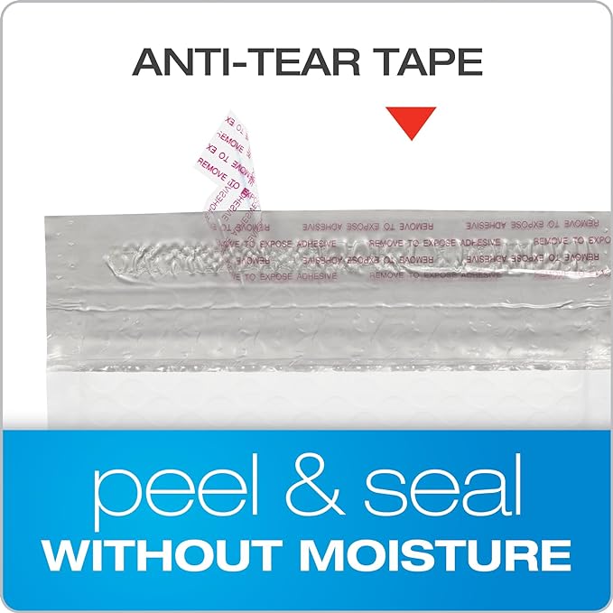 Quality Park Bubble Mailers, 6 x 9 Inch, White Poly Mailers, Padded Envelopes, Shipping Envelopes, Water Resistant, Self Seal, 50 Per Box (QUA85856), Plastic