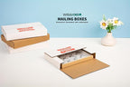 9x6x1.3 inch Shipping Boxes, Easy-Fold Multi-Depth DVD Mailer Box with Fragile Stickers for Mailing, Storing, Package, Gifts, Crafts, Business or Home, White, 25 Pack