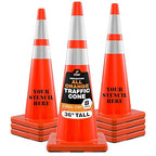 Xpose Safety 36 Inch Orange Traffic Cones with 6" & 4" Collars, 8-Pack - Multipurpose PVC Plastic Safety Cone for Parking, Soccer, Caution, Kids and Construction - DOT Approved