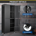 Metal Storage Cabinet-Heavy Duty Rolling Tool Cabinet Garage Storage Cabinets with Adjustable Shelves&Lockable Doors - Black