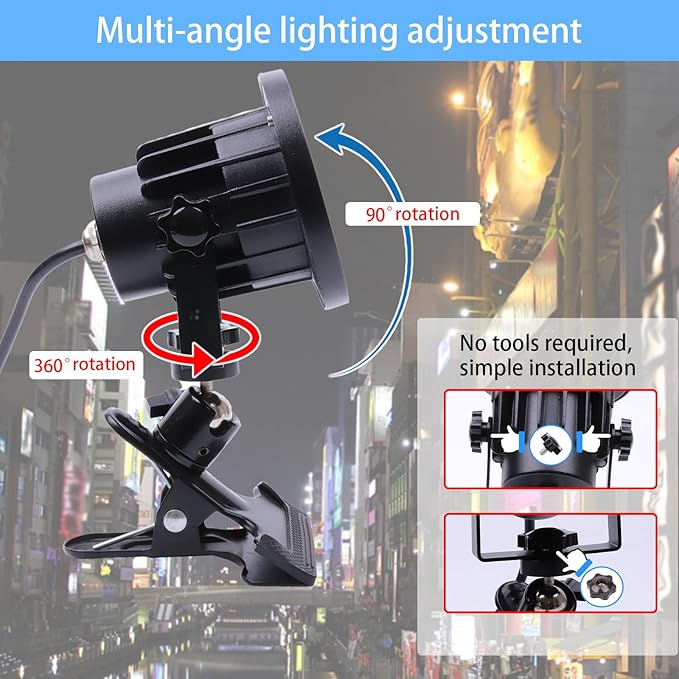 Clip Floodlight 15W LED Work Light IP65 Waterproof 150W Equivalent 11.5ft 3.5m Cord with Plug Lights for Workshop Garage, Construction Site Applicable to Various environments (15W Warm White)