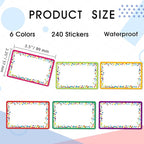 240 Pieces Decorative Colorful Name Tags for Classroom – Blank Stickers to Write on for Student Desks, Bin Labels, Teacher Supplies, 6 Designs (3.5 x 2.25 Inches)