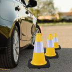 8 Pack 12 Inch Yellow Traffic Cones with Black Base, Multipurpose Road Safety Markers for Driveway, Parking Lots, Pet Training, Kids Games (8, Yellow, 12 Inch)