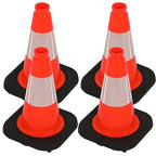 OrangeStar 12" Traffic Cones 4-Pack, Orange Safety Cones with Reflective Collar & Heavy Duty Base for Driving Practice, Parking Lots, Roadwork, Construction | Indoor & Outdoor Use