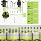 VANCASTLE Decorative Garden Fence Outdoor, Total 10.5ft (L) x 24in (H), Rustproof Metal Landscape Barrier Fence, Black Fence for Yard, Patio Lawn, 10 Panels