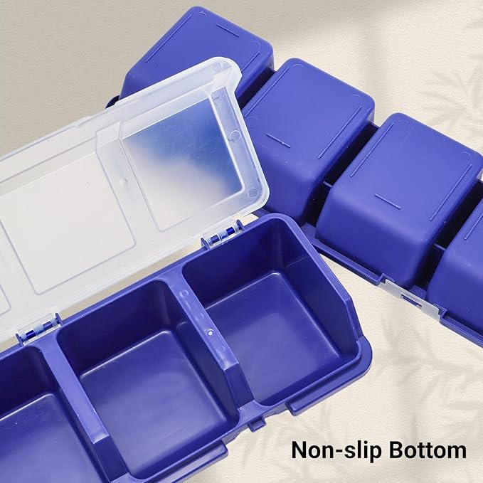6 Pack Screw Organizer Box with Lid, 4 Compartments Small Parts Bins, Plastic Hardware Storage Containers, Nails Sorting Divider Toolbox Case for Garage Nuts Bolts Craft Organizing