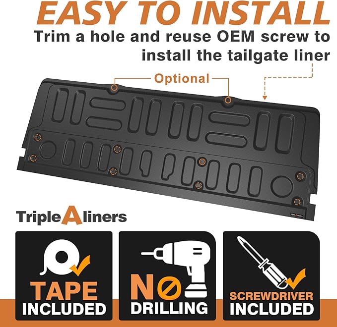TripleAliners Tailgate Mat Compatible with Ford Super Duty F250/F350/F450 2017-2022 Accessories Truck Tailgate Liner Bed Cover All-Weather Protector Cargo Cover Custom Fit for 2017-2022 F250/F350/F450