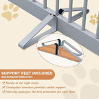 Freestanding Pet Gate for Dogs, Foldable Wooden Dog Gate for House Indoor, Tall Pet Fence for Stair, Doorway,Hall, Support Feet Included, 3 Panels 32",Grey