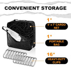Seven Sparta 5’ x 7’ Bungee Cargo Net Stretches to 10' x 14' for Truck Bed, Pickup Bed, Trailer, Trunk, SUV with 16 Bonus D Clip Carabiners Car Organizer Net for Large Loads (Black, 5'x7')