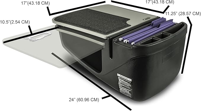 AutoExec GripMaster Car Desk for Your Vehicle Workstation and Mobile Office, Grey with 400 watt Power Inverter