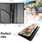 Car Registration and Insurance Holder, Leather Car Glove Box Organizer, Cool Car Accessories for ID, Driver's License Cards & Essential Document,business cards,Men&Women,Watercolor Foxs Flower