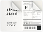 300 Sheet (600 Labels) | 8.5" x 11" 2 UP Half Sheet Self Adhesive Shipping Labels for Laser & Inkjet Printers | Ecommerce, Address, Mailing, Labeling, Packaging