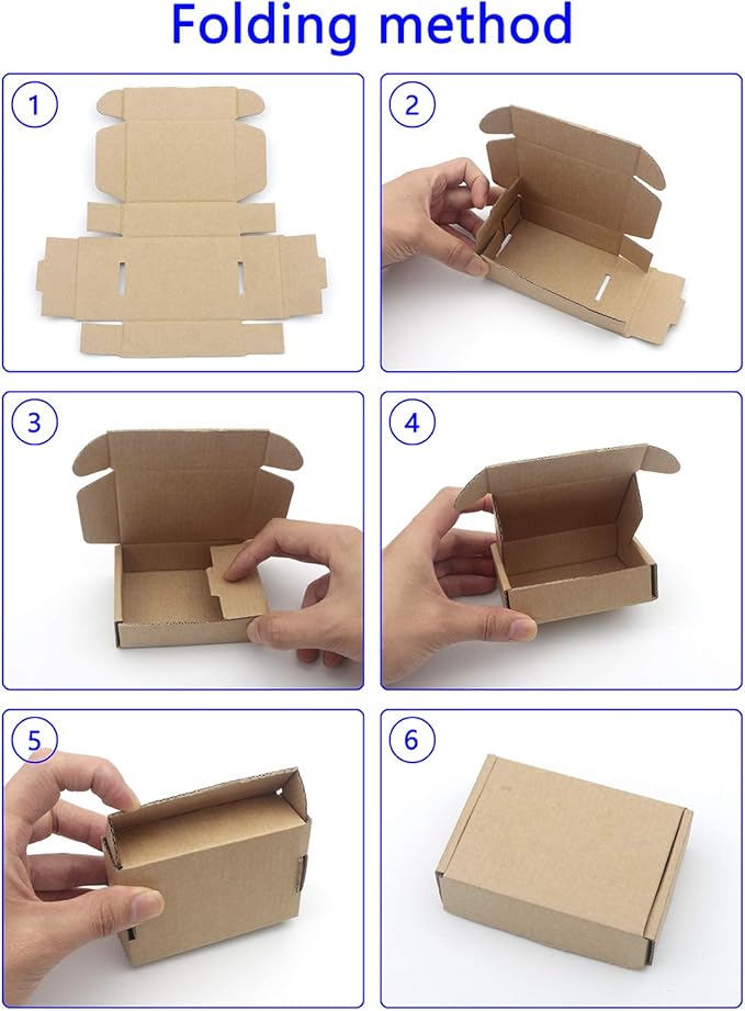 Ellbest 50pcs Kraft Brown Box 1.5mm Thick Cardboard Boxes, 3.6 x 2.6 x 1.2 inches Foldable Kraft Brown Box for Stationery, Pins, Mini Ornaments, Small Shipping Boxes