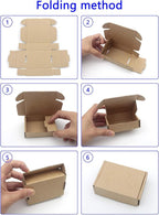 Ellbest 50pcs Kraft Brown Box 1.5mm Thick Cardboard Boxes, 3.6 x 2.6 x 1.2 inches Foldable Kraft Brown Box for Stationery, Pins, Mini Ornaments, Small Shipping Boxes
