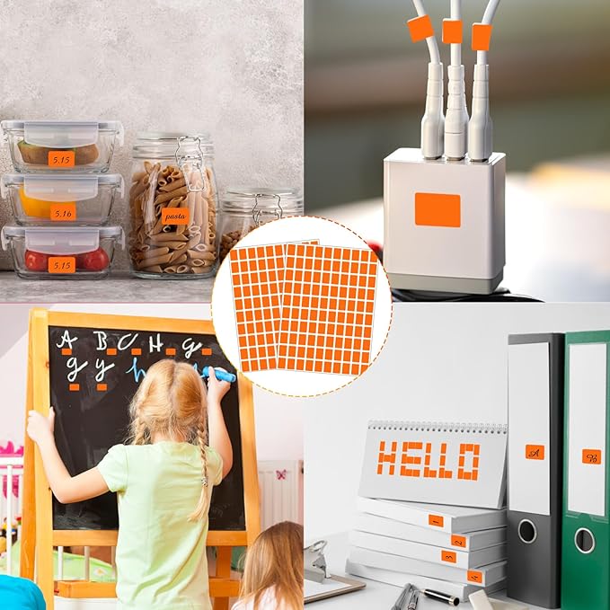 Starboling Color Coding Labels,3000 PCS 1/2" x 3/4" Orange Rectangular Colored Labels Stickers,for Garage Sale,Price Tags,File Folder Tabs,and Classroom Organization