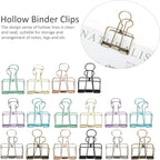 16 Pcs Hollow Binder Clips - 8 Colors Skeleton Design Paper Clamps for Office School Home Use, Organize Documents Files Notes(L,1.9x2.6in)