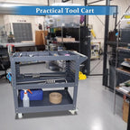 3 Tier Rolling Tool Cart with 6 Dividers, Mesh Panels & Screwdriver Shelf, 500 lbs Capacity, 32.5"x31.5"x15"