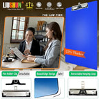 Legal Aluminum Clipboard Metal w/Stainless Hangable Pen Holder Writing Low Profile Large Clip Board 9" x 15.5" Message Tabletop for Lawers Office Business Workshop Factory Supplies (Blue, Legal)