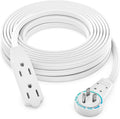Maximm Cable 30 Ft 360° Rotating Flat Plug Extension Cord, 16/3 AWG Multi 3 Outlet 3-Prong Grounded Wire- White - UL Certified