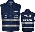 YOWESHOP Men's Reflective Safety Denim Vest，Custom Safety Outdoor Denim Work Vest with Hi-Vis Stripes for Night Commute