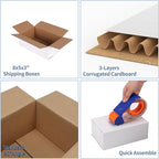 Hoikwo 8x5x3 Shipping Boxes Set of 25, White Corrugated Cardboard Box for Small Business for Packaging Mailing