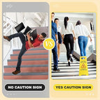 Macarrie 12 Pack Caution Wet Floor Sign Wet Floor Double Sided Cuidado Piso Mojado Foldable Bilingual Alert Sign for Commercial Use Indoors Outdoors, 11.5 x 23.62 Inches(Classic Style)