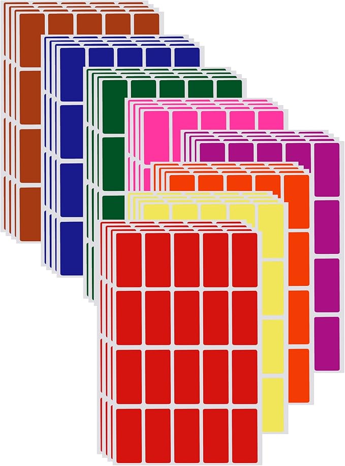 Royal Green Rectangular Color Coding Stickers 1.57inch x 0.75 inch Rectangle Label in 8 Assorted Colored Name Tags Labels for Kids(40mm x 19) 640 Pack