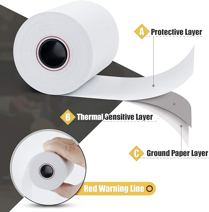 Azure Zone, Thermal Paper Rolls 2-1/4 X 85ft, 50 Rolls, Fits Most POS Machines and Cash Registers, Great for Businesses and Sales