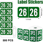 500 Pcs 2026 Year Stickers, Waterproof File Folder Labels, Self-Adhesive Rectangle Tabs for End Folders and Envelopes, Number Tabs, Office and Home Supplies (Green)