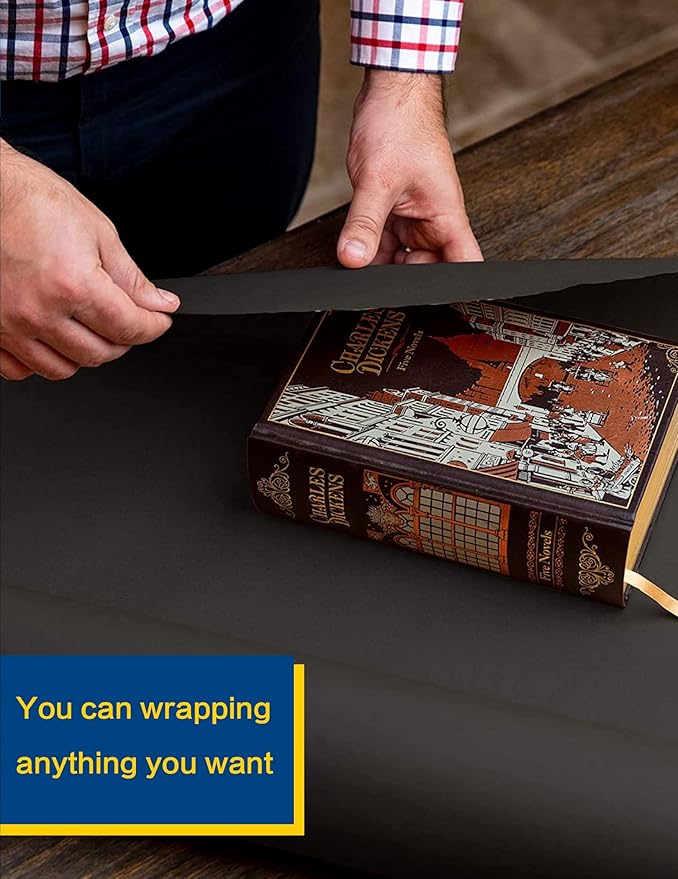 Kraft Paper Roll 36" x 98ft, Black Craft Paper 80GMS for Gift Package/Bouquet Flower Wrapping/Kids Arts Drawing/Bulletin Board/DIY/Box Moving Filler/Shipping Supplies/Table Cover, Unwaxed & Uncoated