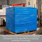 PSBM Blue Cast Stretch Wrap, 1 Pack, 18 Inch x 1500 Feet, 80 Gauge, Plastic Cling Dark Color Hand Stretch Film Rolls for Packaging Moving Packing Pallets