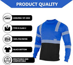 FONIRRA Safety Shirts for Men High Visibility Reflective ANSI Class 2 Hi Vis Construction Work T Shirts Long Sleeve