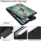 Clipboard with Storage, High Capacity Plastic Storage Clipboard with Low Profile Clip for Women Teachers Work, School & Office Supplies, Cute Pattern Decorative Clipboards, Hummingbird