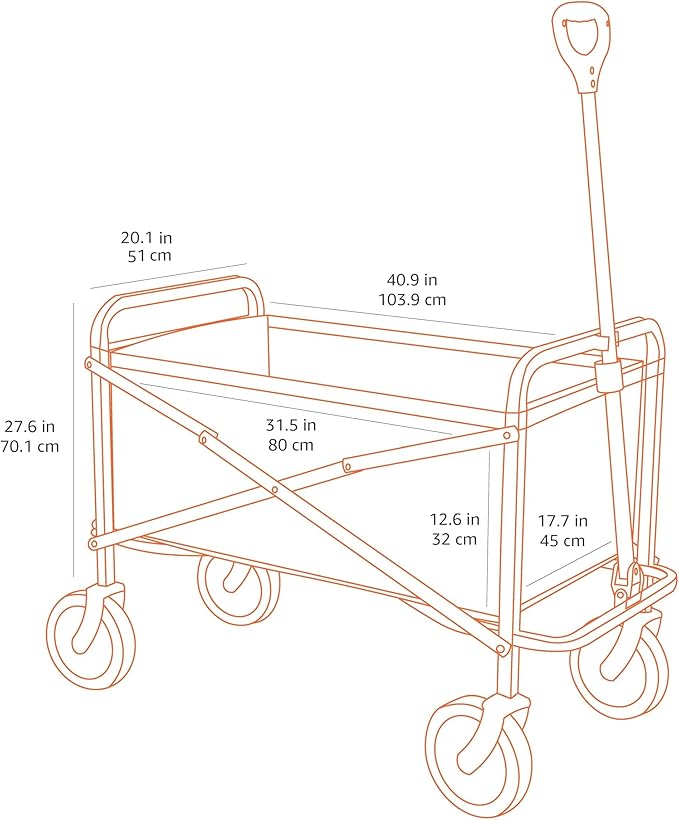 Amazon Basics Collapsible Folding Heavy Duty Utility Wagon for Outdoor Sports, 265 pounds Weight Capacity, Camping, Garden, and Shopping, 27.6 x 40.9 x 20 inches, Black